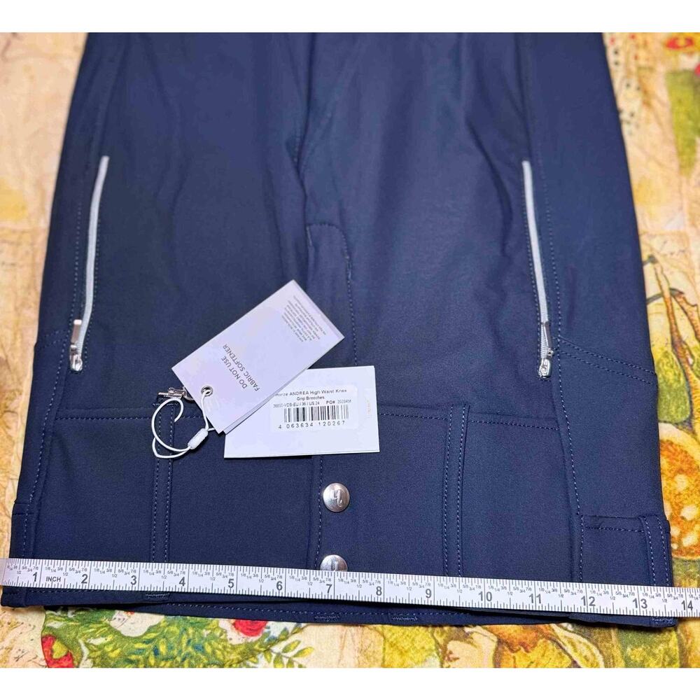 Horze Andrea High Waist Knee Patch Riding Tights Breeches US 24 EU 36 NWT Blue - Picture 8 of 15